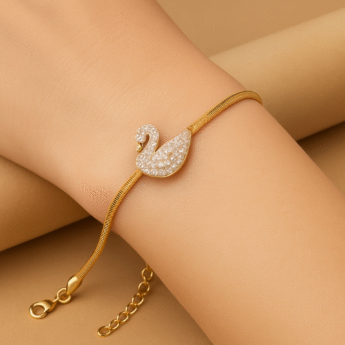 Luxury Golden Swan Bracelet with Crystal Accents – H&A Jewelry
