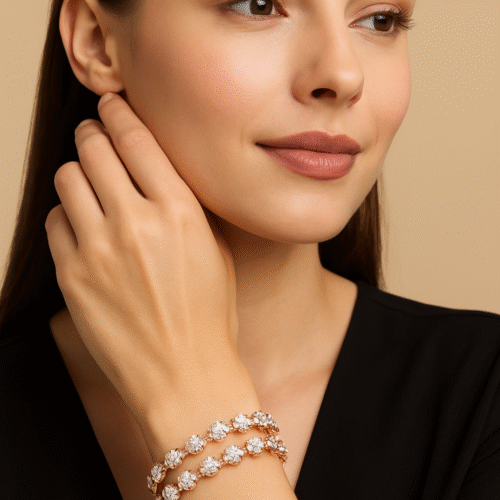 Luxury Double Layer Rose Gold Bracelet with Sparkling Stones – H&A Jewelry