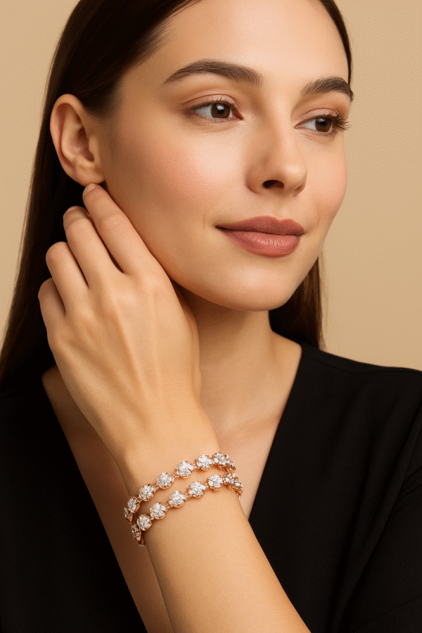 Luxury Double Layer Rose Gold Bracelet with Sparkling Stones – H&A Jewelry