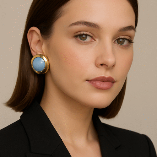 H&A "Ferozi Aura" – Bold Gold-Plated Stud Earrings