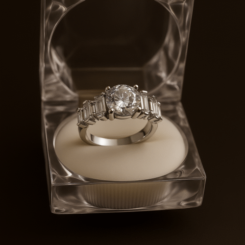 Luxury Silver Solitaire Ring with Side Accents – H&A Jewelry