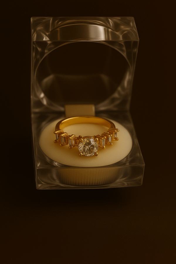 Luxury Golden Solitaire Ring with Side Accents – H&A Jewelry